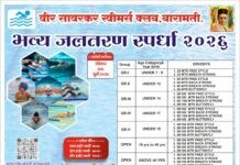 वीर सावरकर स्विमर्स क्लबच्या वतीने बारामतीत भव्य जलतरण स्पर्धेचे आयोजन